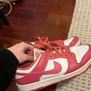 Nike Pink and White Archeo Dunk Sneakers